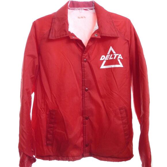 Vintage Red Delta Jacket Fleece Furry Lining - Picture 1 of 6